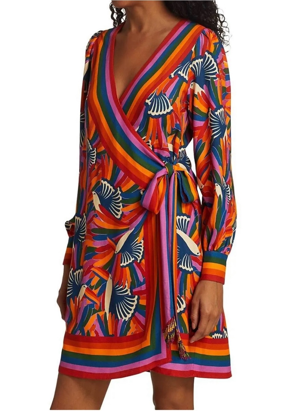 New w/out tag Farm Rio Toucan Tropical Wrap Dress - Anthropologie - plus gift - - Picture 2 of 9